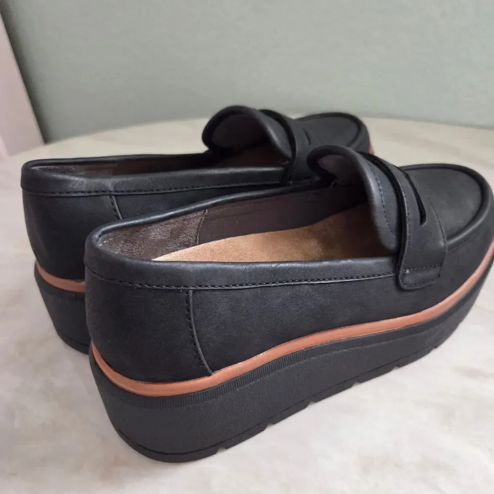 Dr. Scholl's Black Suede Platform Loafers